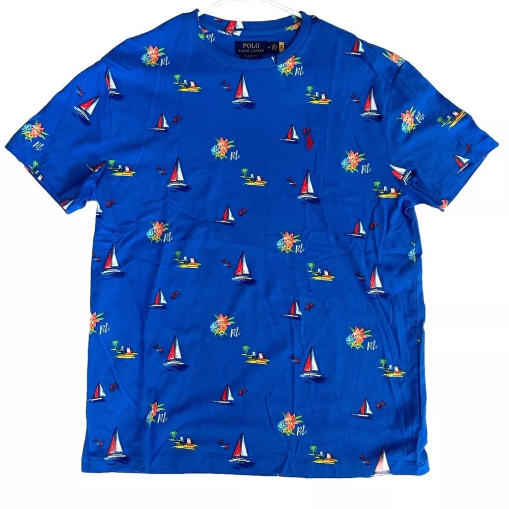 Polo Ralph Lauren men's t-shirt size Medium Classic fit blue sailboat print